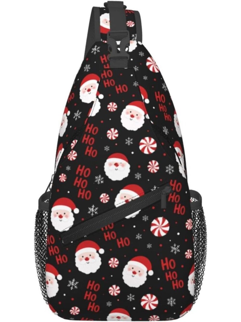🎄Women's Black Red Sling Backpack Men Merry Xmas Christmas Sling Daypack Bag